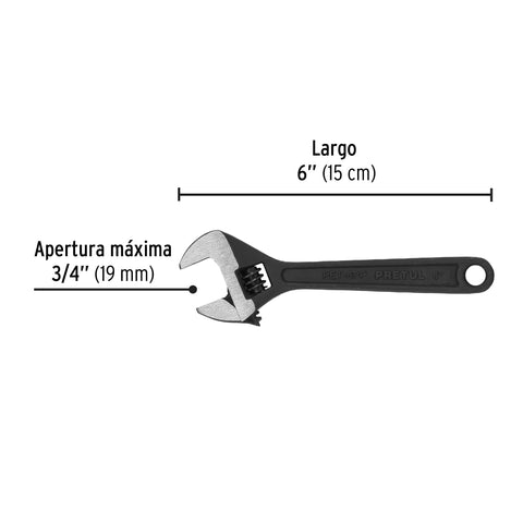 Llave ajustable (perico) 6' pavonada, Pretul | PET-6PP | 21822