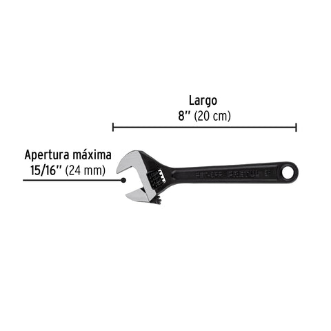 Llave ajustable (perico) 8' pavonada, Pretul | PET-8PP | 21823