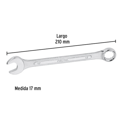 Llave combinada 17 mm x 210 mm de largo, Pretul | LL-2017MP | 21911