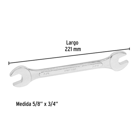 Llave española, 5/8 x 3/4' x 221 mm de largo, PRETUL | LL-3031P | 21956