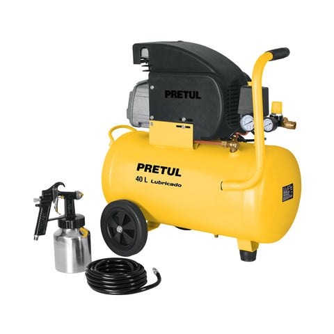 Kit Compresor lub, 40L, manguera y pistola baja,127V, PRETUL | COMP-KIT40P | 22066