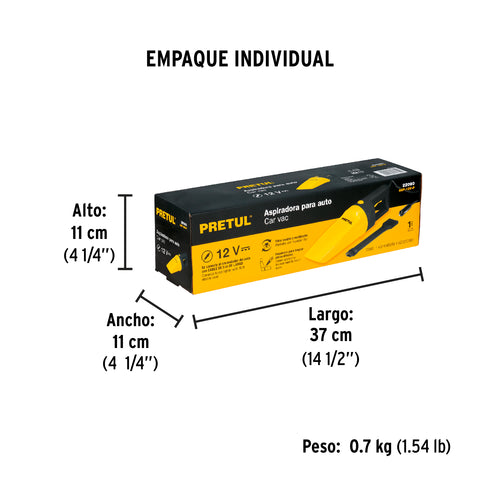 Aspiradora para auto, de 12 volts, Pretul | ASP-12V-P | 22090