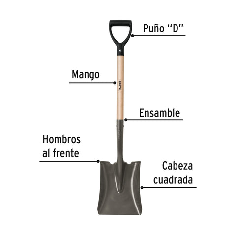 Pala cuadrada, puño 'D', Pretul | PCD-P | 22506