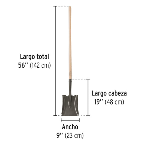 Pala cuadrada, mango largo 44', Pretul | PCD-L | 22508
