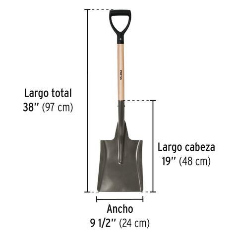 Pala cuadrada, puño 'Y', mango 28', Pretul | PCD-X | 22511