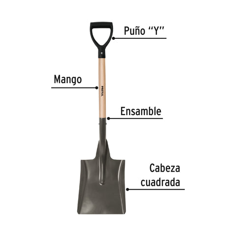 Pala cuadrada, puño 'Y', mango 28', Pretul | PCD-X | 22511