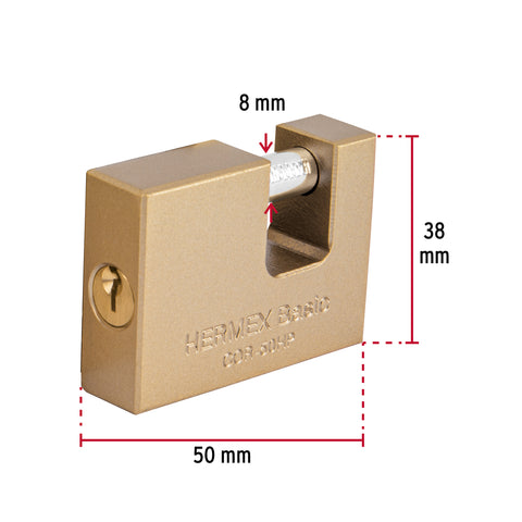 Candado antipalanca 50 mm cuerpo de hierro, HERMEX BASIC | COR-50HP | 22515