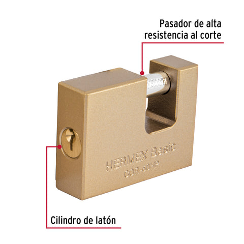 Candado antipalanca 60 mm cuerpo de hierro, HERMEX BASIC | COR-60HP | 22516