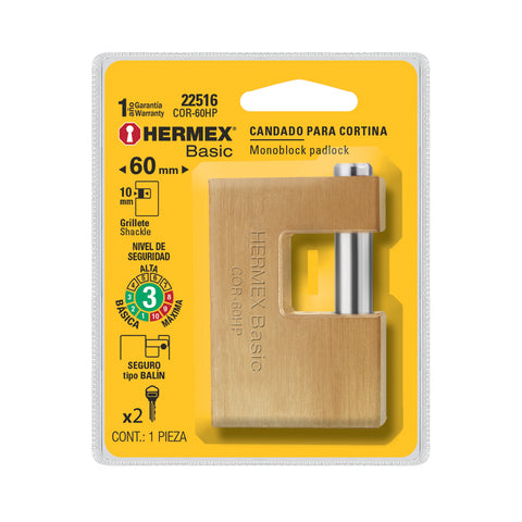 Candado antipalanca 60 mm cuerpo de hierro, HERMEX BASIC | COR-60HP | 22516