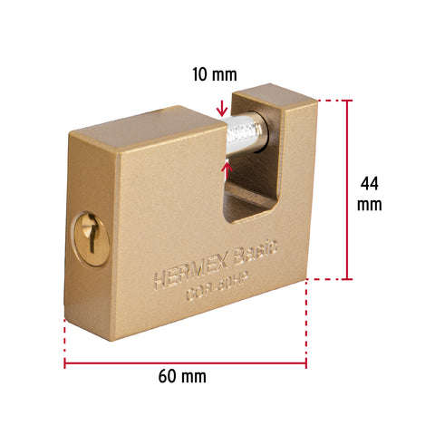 Candado antipalanca 60 mm cuerpo de hierro, HERMEX BASIC | COR-60HP | 22516