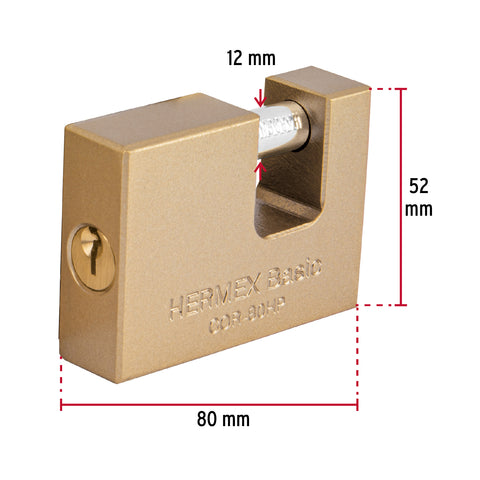 Candado antipalanca 80 mm cuerpo de hierro, HERMEX BASIC | COR-80HP | 22517