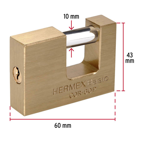 Candado antipalanca 60 mm cuerpo de latón, HERMEX BASIC | COR-60P | 22518