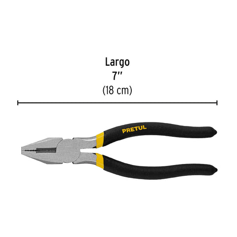 Pinza para electricista 7' mango de PVC, Pretul | PEL-7P | 22603