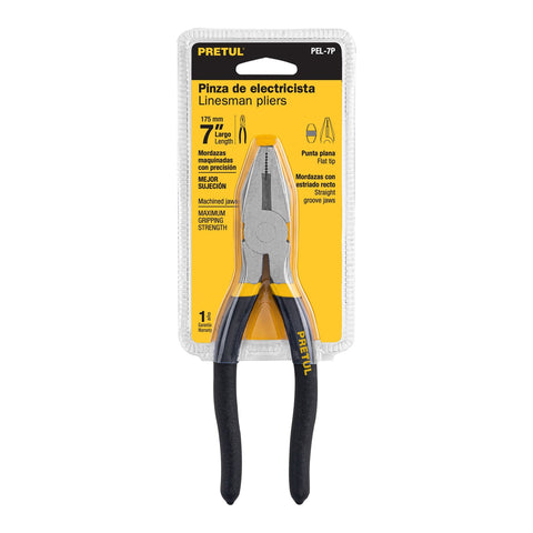 Pinza para electricista 7' mango de PVC, Pretul | PEL-7P | 22603