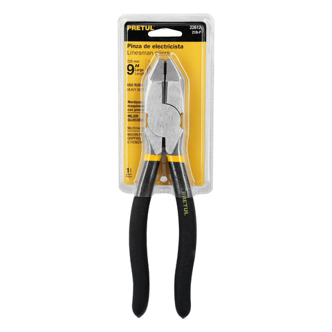 Pinza para electricista 9' uso rudo, mango de PVC, Pretul | 219-P | 22612