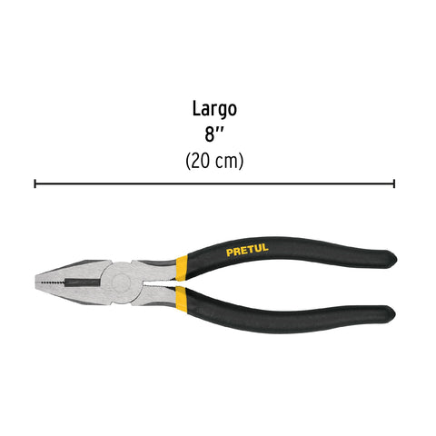 Pinza para electricista 8' mango de vinil, a granel, Pretul | PEL-8PG | 22708