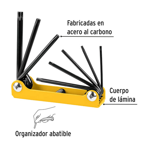 Juego de 8 llaves torx tipo navaja, lámina, a granel, PRETUL | TORX-8PG | 22725