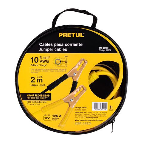 Cables pasa corriente 2 m, 125 A, 10 AWG, Pretul | CAP-2010P | 22807