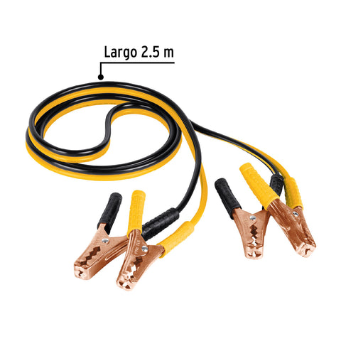 Cables pasa corriente 2.5m, 125 A, 10 AWG, con funda, Pretul | CAP-2510P | 22808