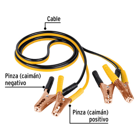 Cables pasa corriente 2.5m, 125 A, 10 AWG, con funda, Pretul | CAP-2510P | 22808