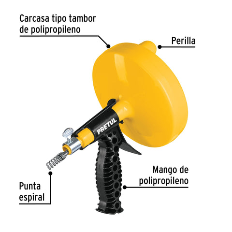 Destapacaños de 7.6 m manual con mango, Pretul | DECA-25P | 22881