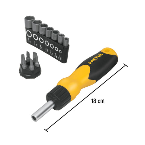 Desarmador tipo matraca con 6 puntas y 7 dados, Pretul | DES-14P | 22974