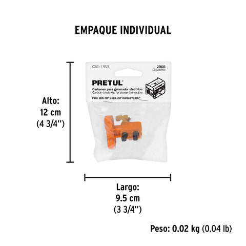 Bolsa con 2 carbones d/repuesto p/generadores Grupo 9,PRETUL | CB-GRUPO9 | 23003