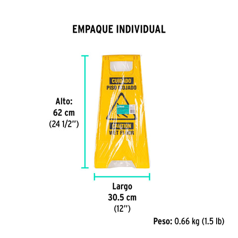 Letrero de piso resbaloso, 62 cm, KLINTEK | RESBA-60P | 23020