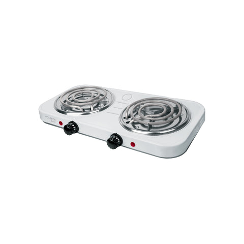 Parrilla eléctrica 2 quemadores en espiral, blanca, BASIC | PAEL-2CP | 23032
