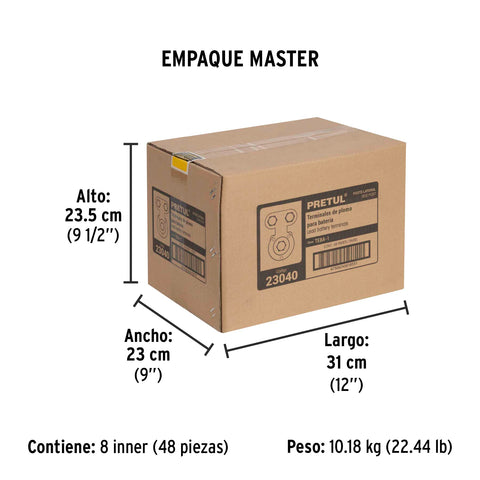 Blíster 2 terminales p/batería, plomo, poste lateral, Pretul | TEBA-1 | 23040