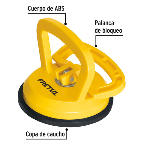 Ventosa de plástico para vidrio, 1 copa de succión, Pretul | VEVI-1 | 23050