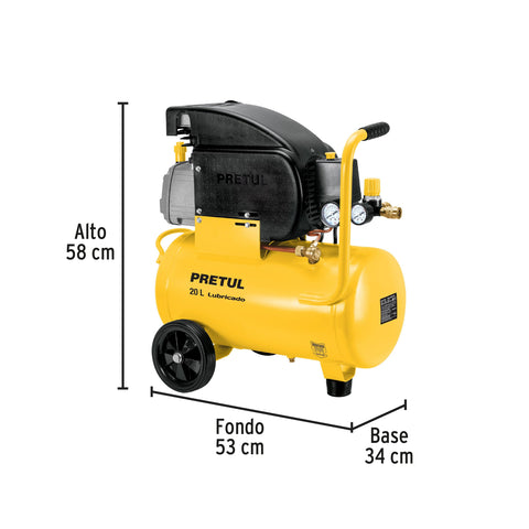 Compresor lubricado, 20L, 2-1/2HP, horizontal, 127V, PRETUL | COMP-20LP | 23065