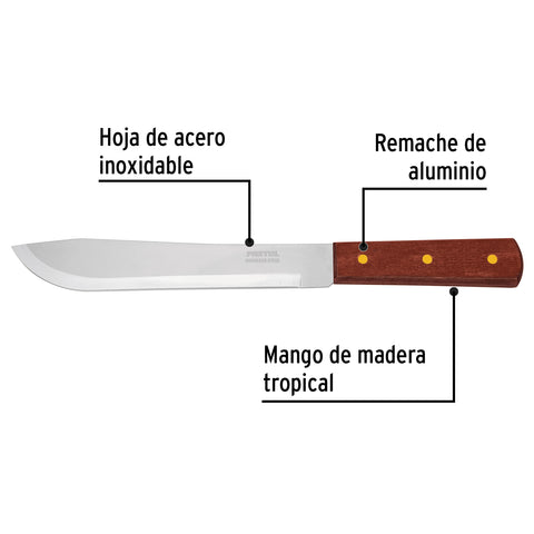Cuchillo cebollero 8' mango de madera, Pretul | CUCH-M80 | 23078