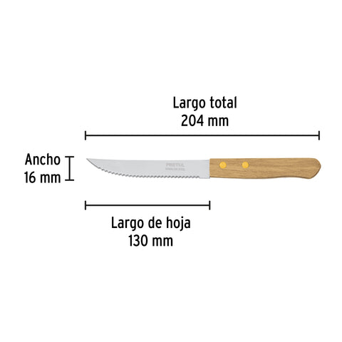 Cuchillo con sierra para asado 5' mango de madera, Pretul | CUCH-M52 | 23083