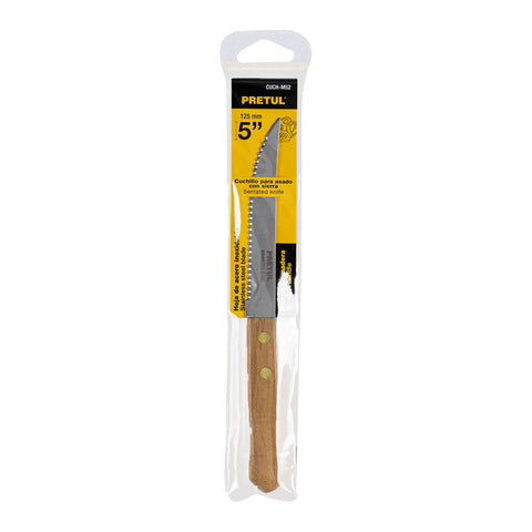 Cuchillo con sierra para asado 5' mango de madera, Pretul | CUCH-M52 | 23083