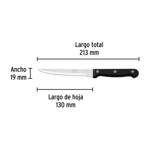 Cuchillo con sierra para asado 5' mango de plástico, Pretul | CUCH-P52 | 23092