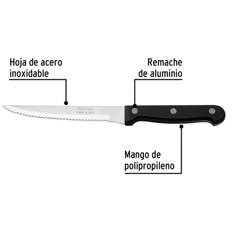 Cuchillo con sierra para asado 5' mango de plástico, Pretul | CUCH-P52 | 23092