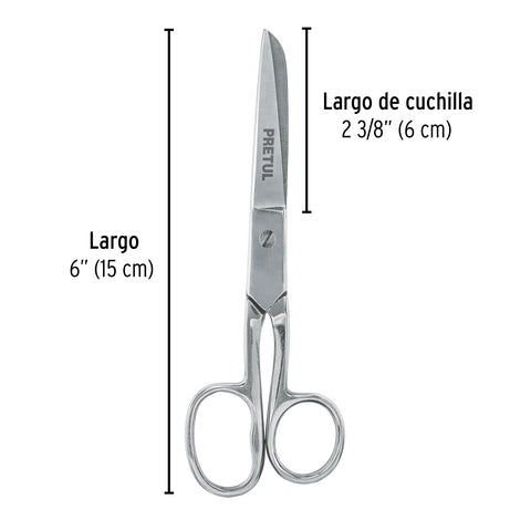 Tijera 6' ojo grande acero inoxidable para costura, PRETUL | TP-8341-6 | 23160