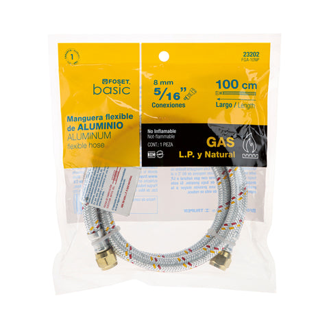 Manguera para gas, aluminio, 5/16' flare, 100cm, FOSET BASIC | FGA-10NP | 23202