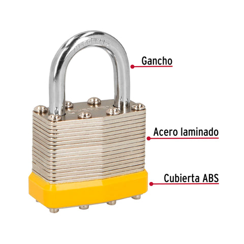 Candado laminado, 40mm, gancho corto, blister, HERMEX BASIC | CM-40P | 23503