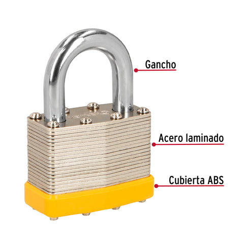 Candado laminado, 50mm, gancho corto, blister, HERMEX BASIC | CM-50P | 23504