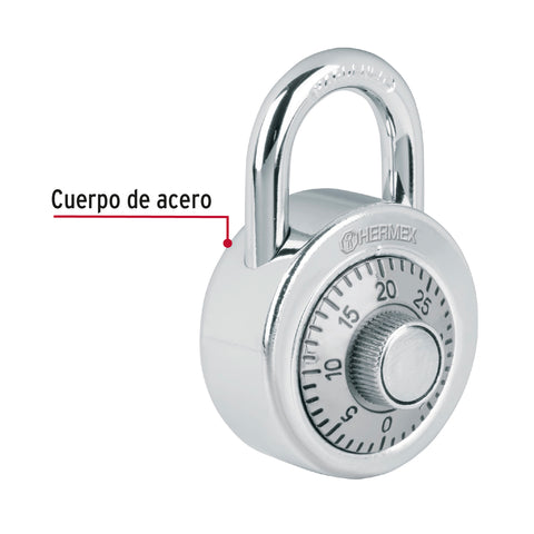 Candado de combinación de disco en blíster, HERMEX BASIC | CD-50CP | 23525