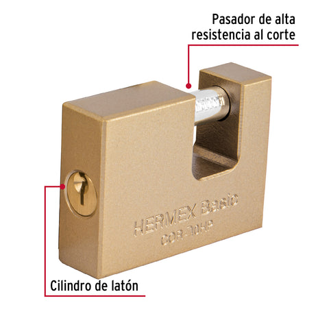 Candado antipalanca 70 mm cuerpo de hierro, HERMEX BASIC | COR-70HP | 23540