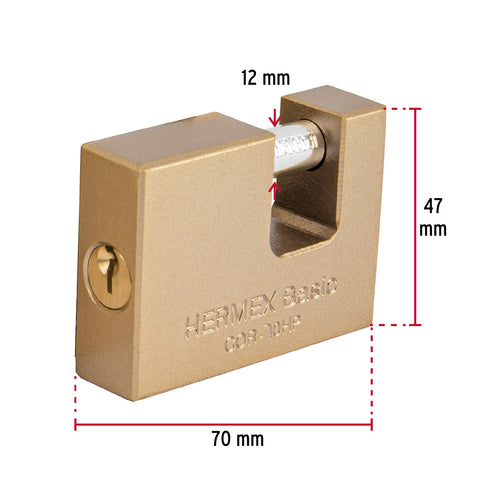 Candado antipalanca 70 mm cuerpo de hierro, HERMEX BASIC | COR-70HP | 23540