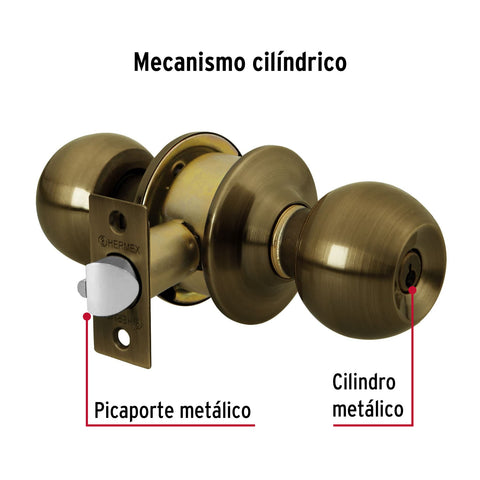 Cerradura tipo esfera, cilíndrico, entrada, antiguo, BASIC | BAL-LA-EP | 23561