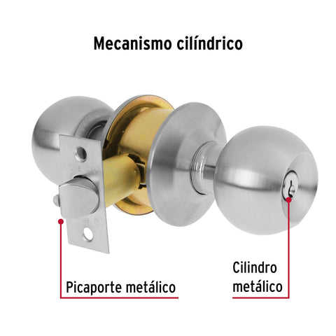 Cerradura tipo esfera, cilíndrico, entrada, cromo, BASIC | BAL-CM-EP | 23562