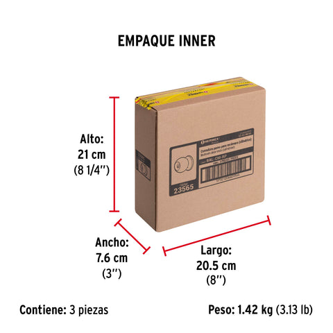 Cerradura tipo esfera, cilíndrico, recámara, cromo, BASIC | BAL-CM-RP | 23565