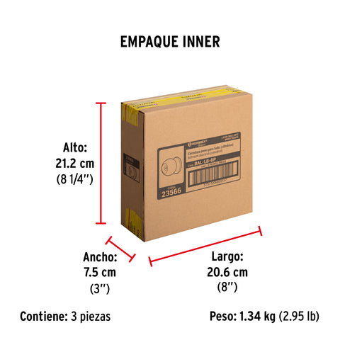 Cerradura tipo esfera, cilíndrico, baño, brillante, BASIC | BAL-LB-BP | 23566