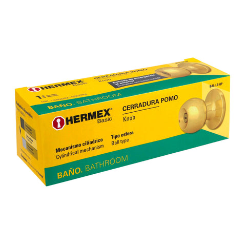 Cerradura tipo esfera, cilíndrico, baño, brillante, BASIC | BAL-LB-BP | 23566