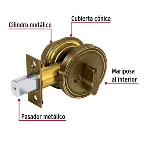 Cerrojo llave-mariposa latón antiguo, llave tradicional | CERO-21P | 23615